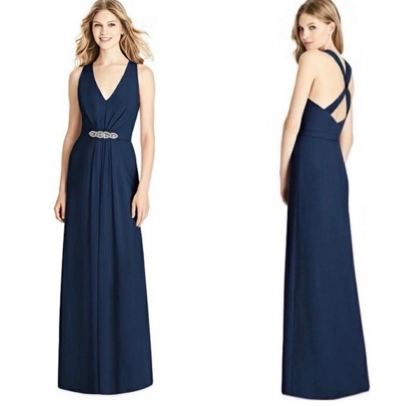 NWT Jenny Packham Chiffon Maxi Dress Gown Twist Back Blue JP1002 Cocktail Party - Picture 1 of 10